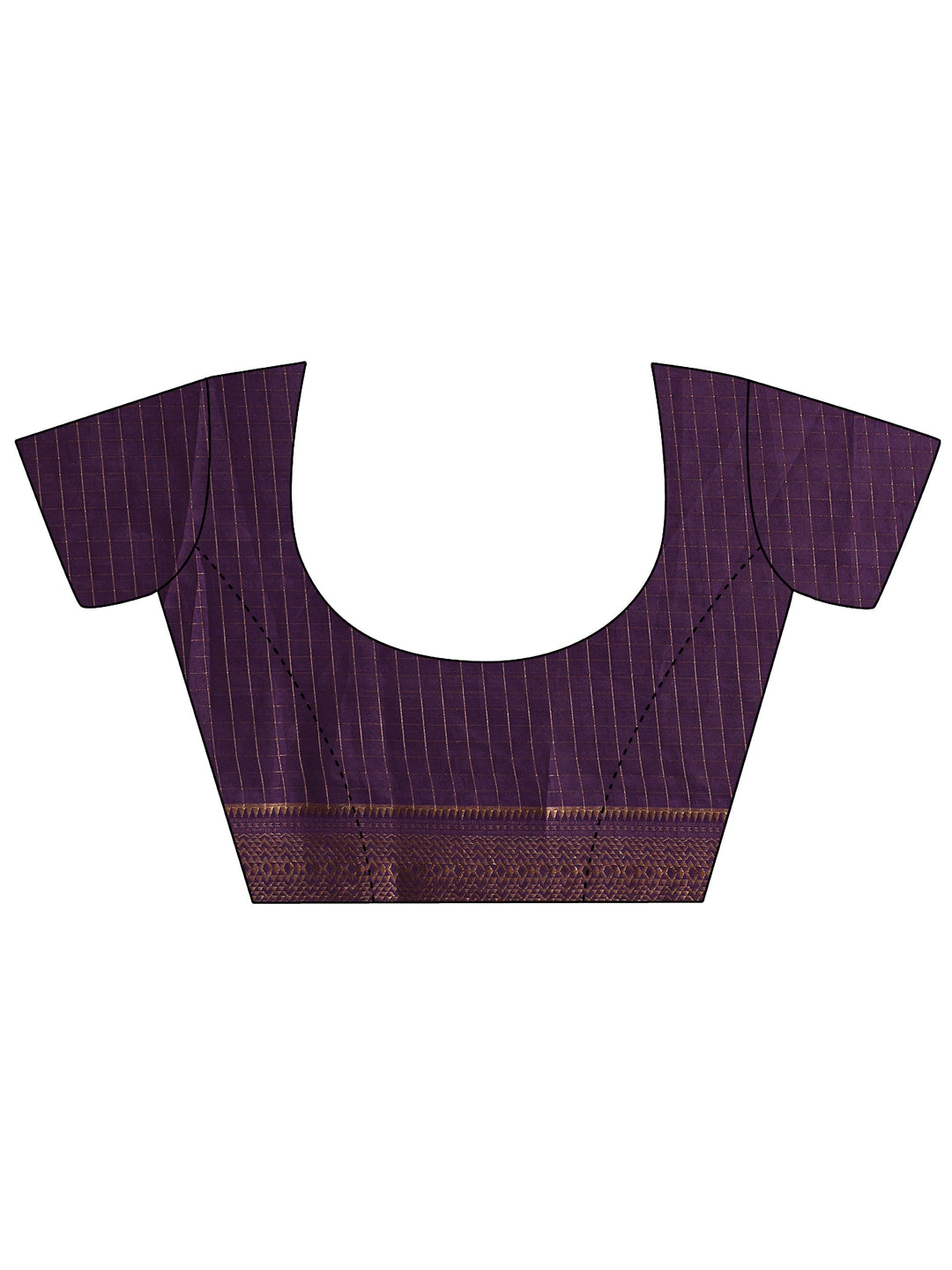  Purple Checkered Silk Blend Saree 
With Unstitched Blouse Piece 