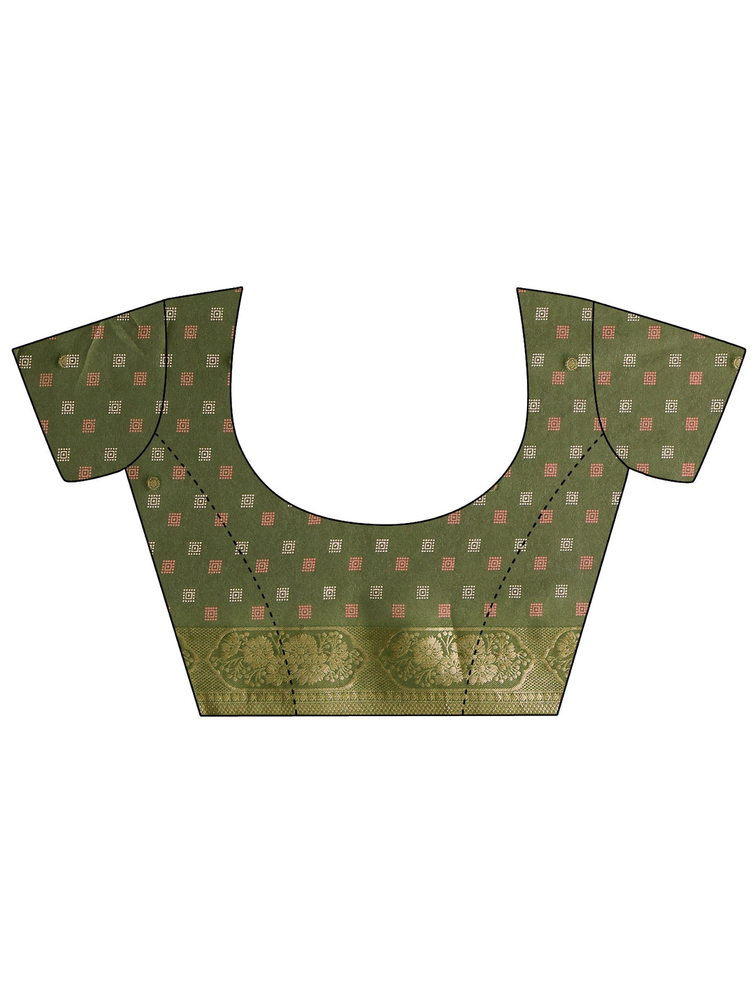  Green Floral Printed Silk Blend Saree 
With Unstitched Blouse Piece 