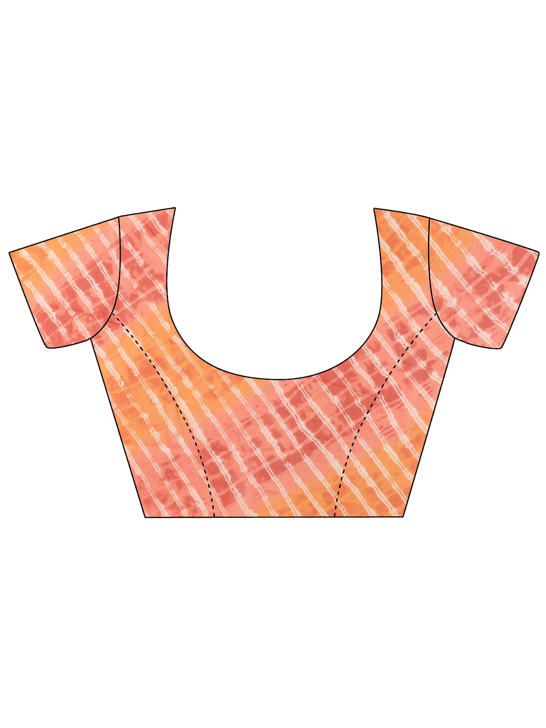  Orange Leheriya Printed Tie & Dye Chiffon Saree With Unstitched Blouse Piece 