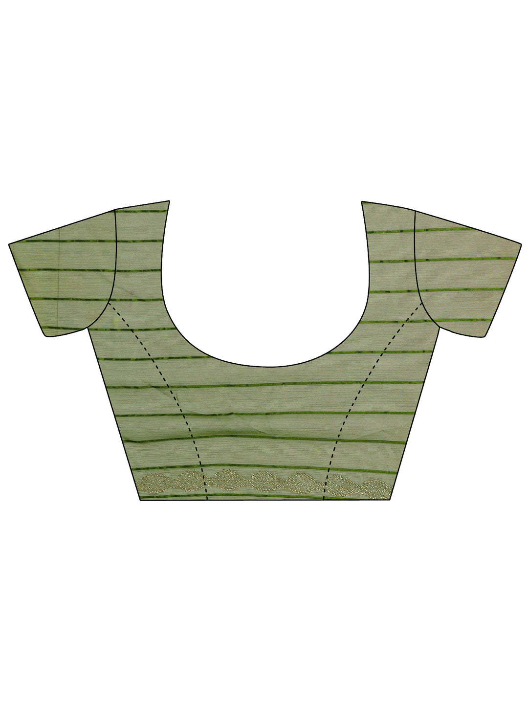  Green Striped Embellished Silk Blend Saree
With Unstitched Blouse Piece 