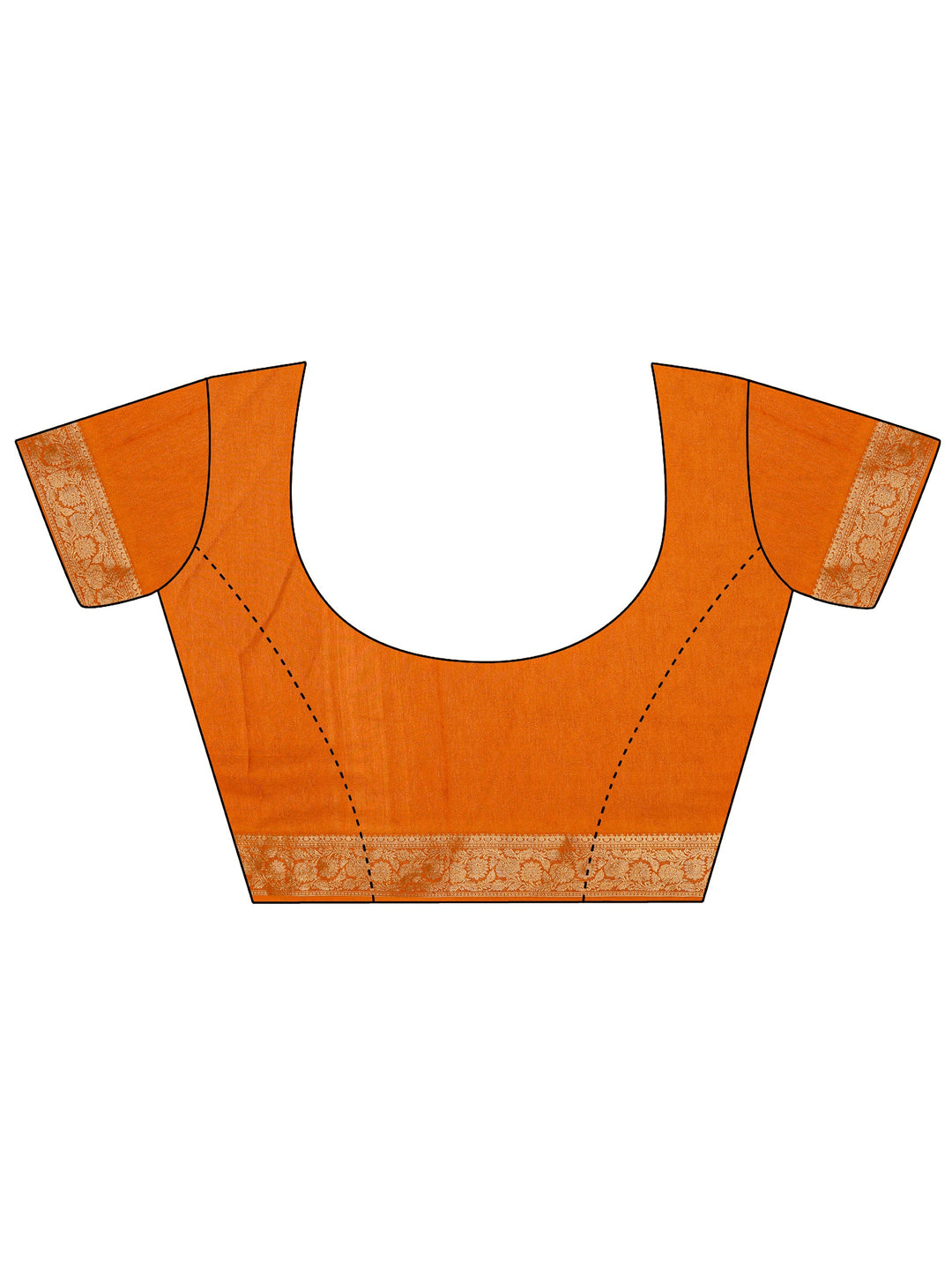  Orange Quirky Printed Silk Blend Saree With Unstitched Blouse Piece 