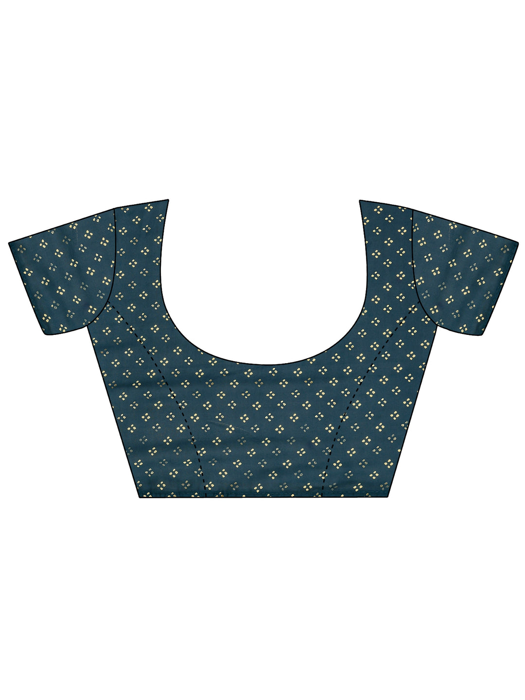  Navy Blue Quirky Printed Silk Blend Saree With Unstitched Blouse Piece 