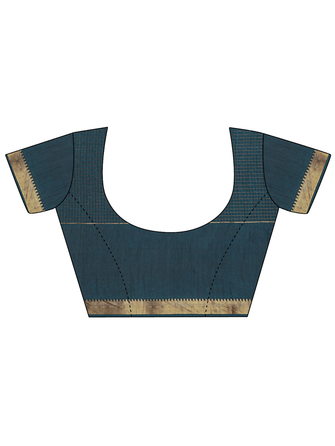  Navy Blue Ethnic Motifs Print Silk Blend Saree With Unstitched Blouse Piece 