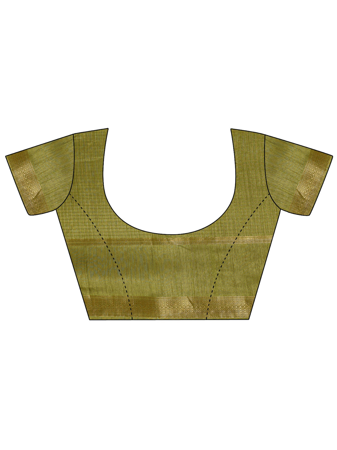  Green Paisley Print Silk Blend Saree With Unstitched Blouse Piece 