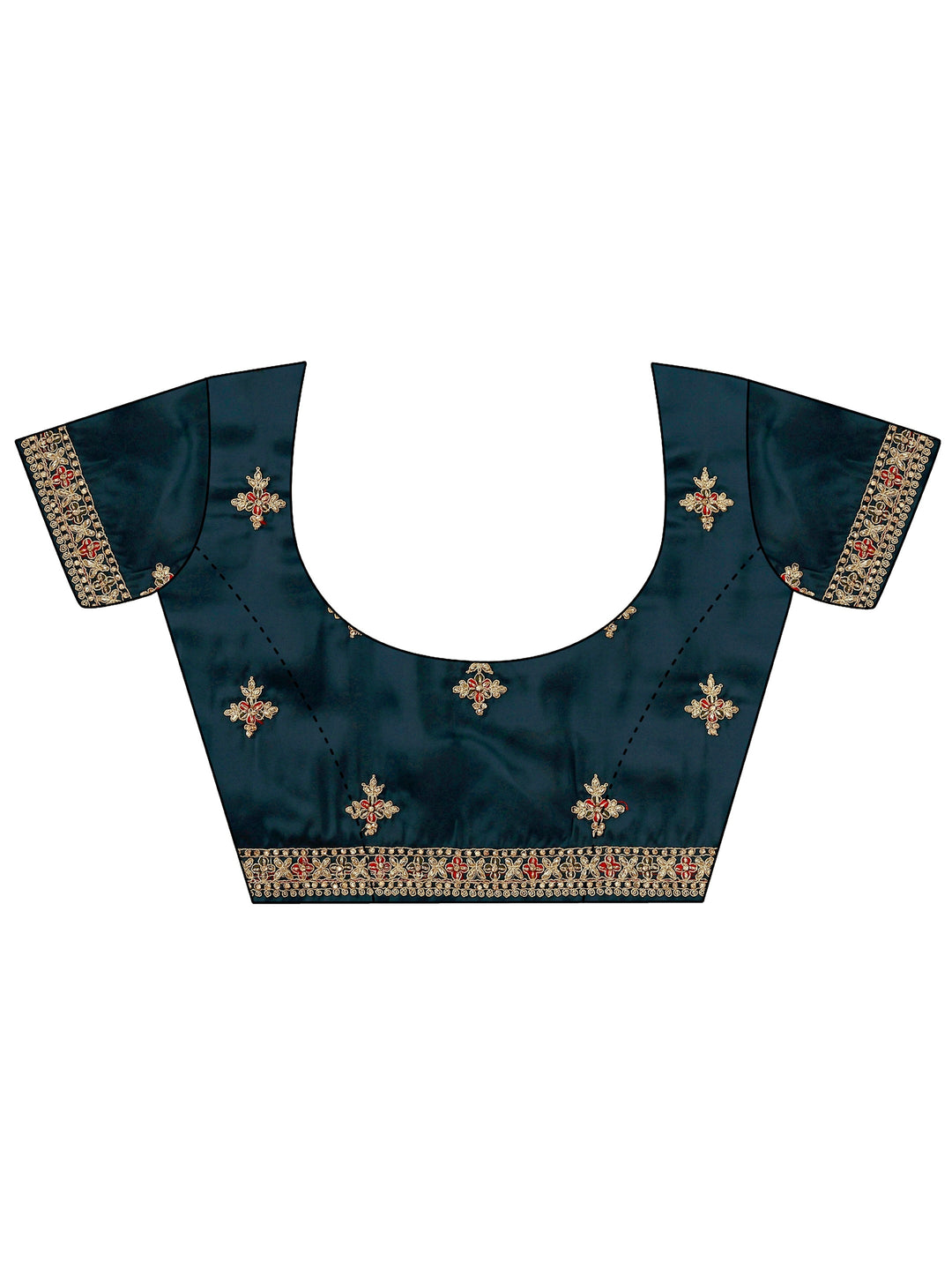  Libas Art Teal Embellished Silk Blend Saree With Unstitched Blouse Piece 