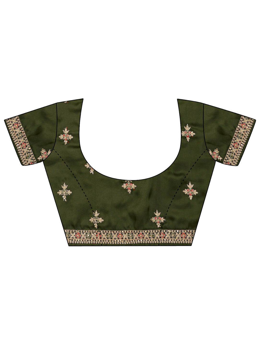  Libas Art Green Embellished Silk Blend Saree With Unstitched Blouse Piece 