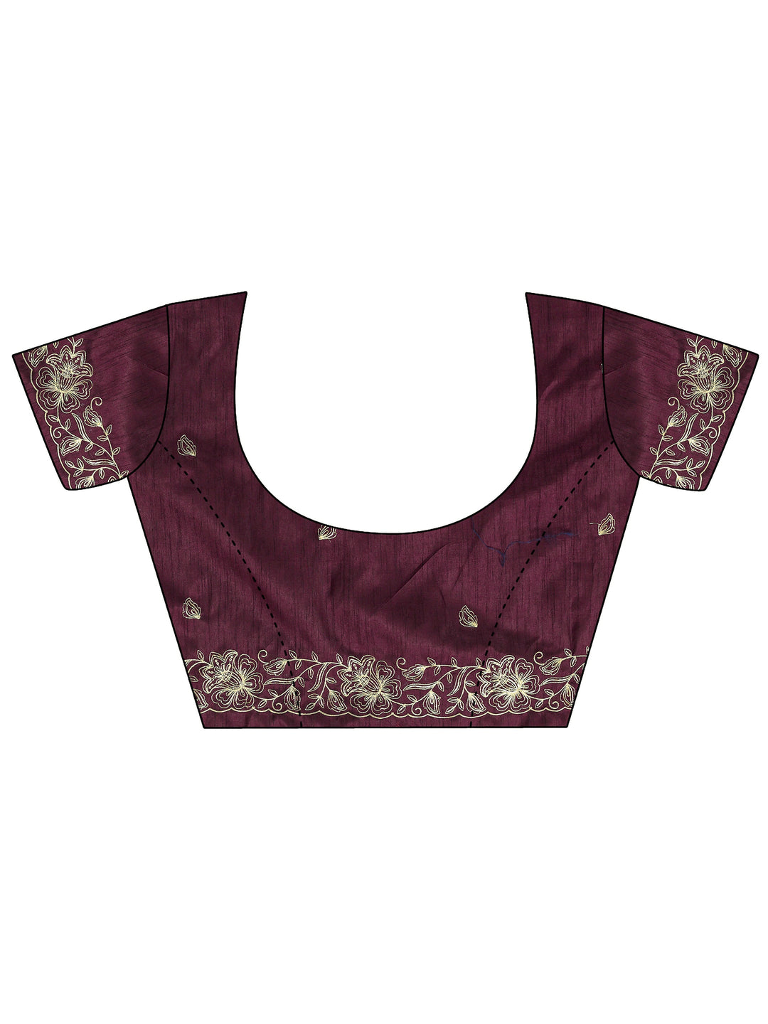  Mauve Floral Embellished Silk Blend Saree With Unstitched Blouse Piece 