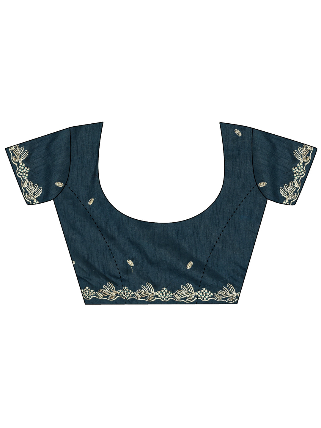  Blue Embellished Silk Blend Saree With Unstitched Blouse Piece 