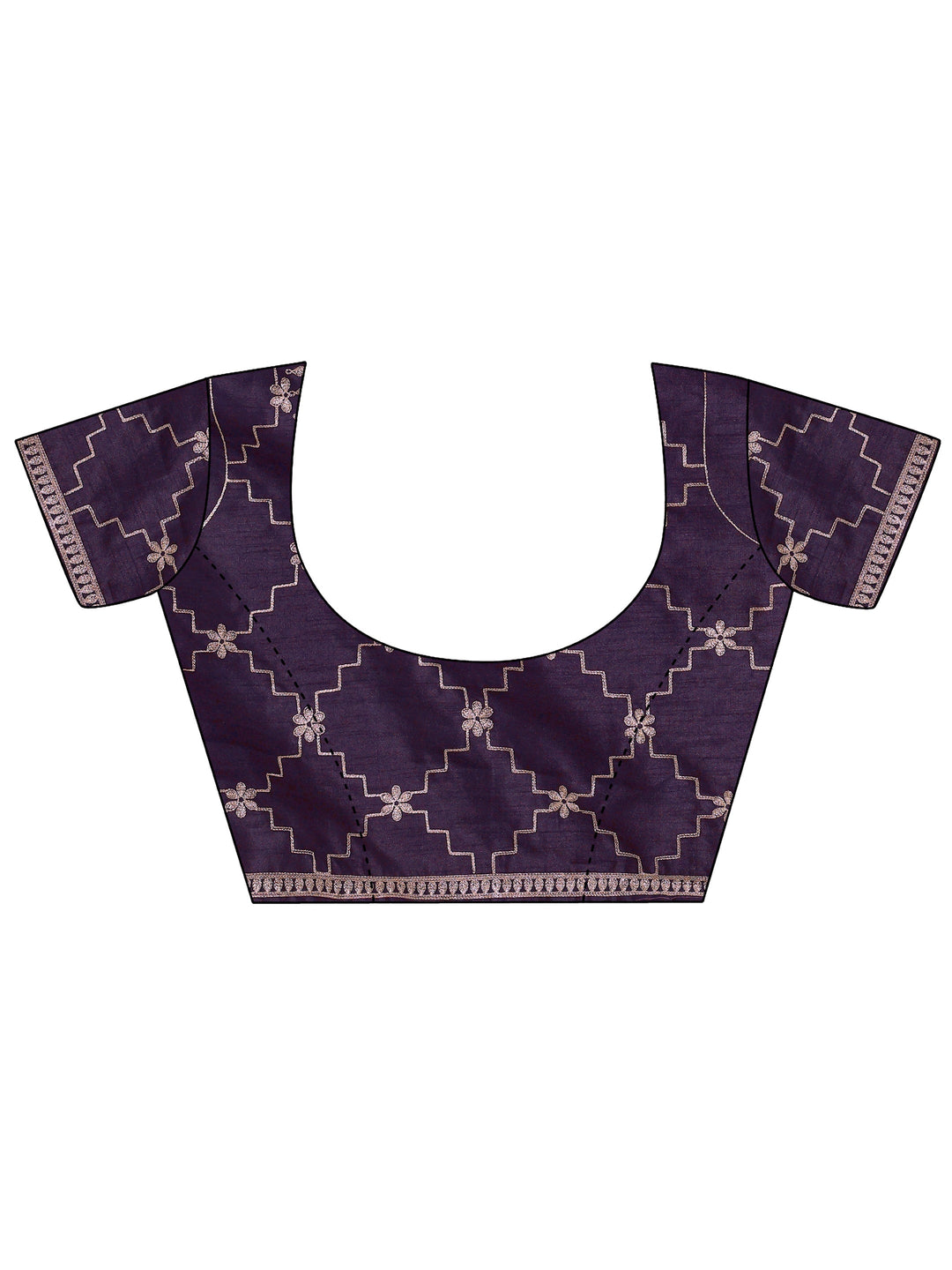  Purple Embellished Silk Blend Saree With Unstitched Blouse Piece 