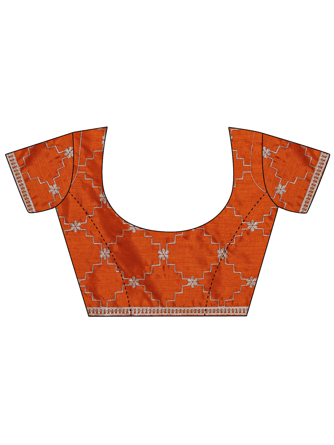  Orange Embellished Silk Blend Saree With Unstitched Blouse Piece 