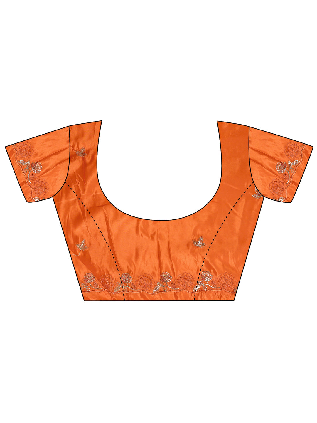  Orange Embellished Silk Blend Saree With Unstitched Blouse Piece 