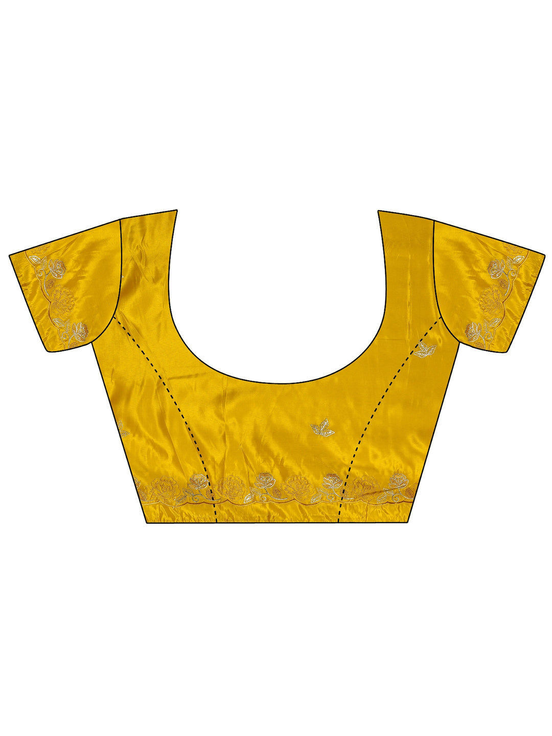  Mustard Floral Embroidered Silk Blend Saree  With Unstitched Blouse Piece 