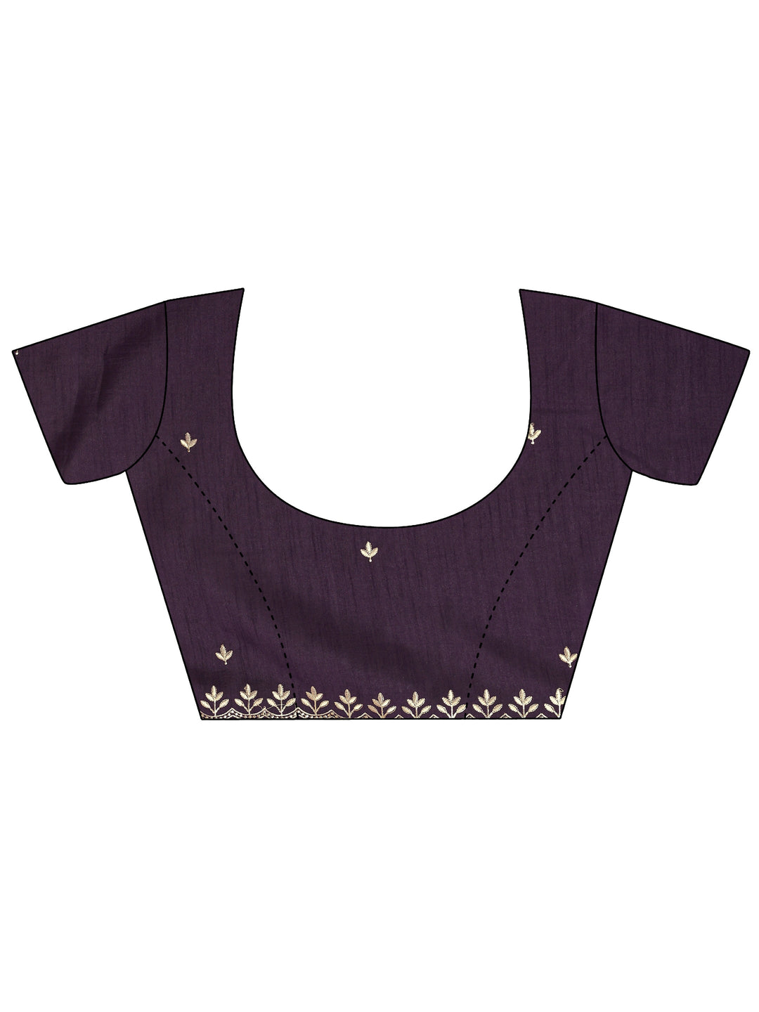  Purple Floral Embroidered Silk Blend Saree With Unstitched Blouse Piece 