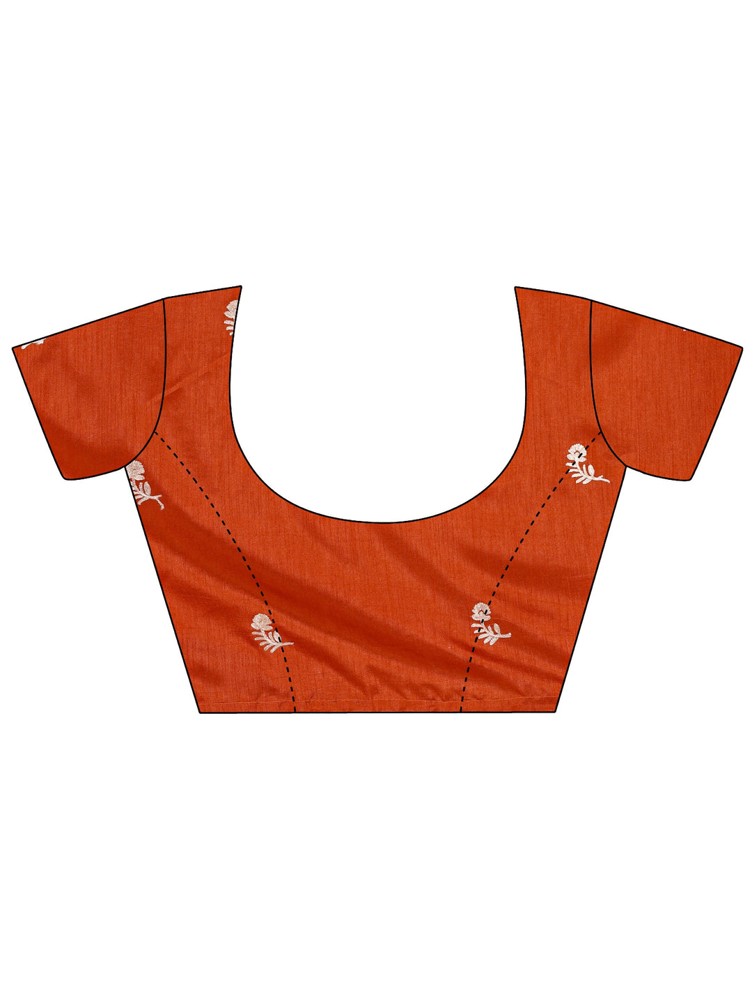  Rust Embellished Silk Blend Saree With Unstitched Blouse Piece 
