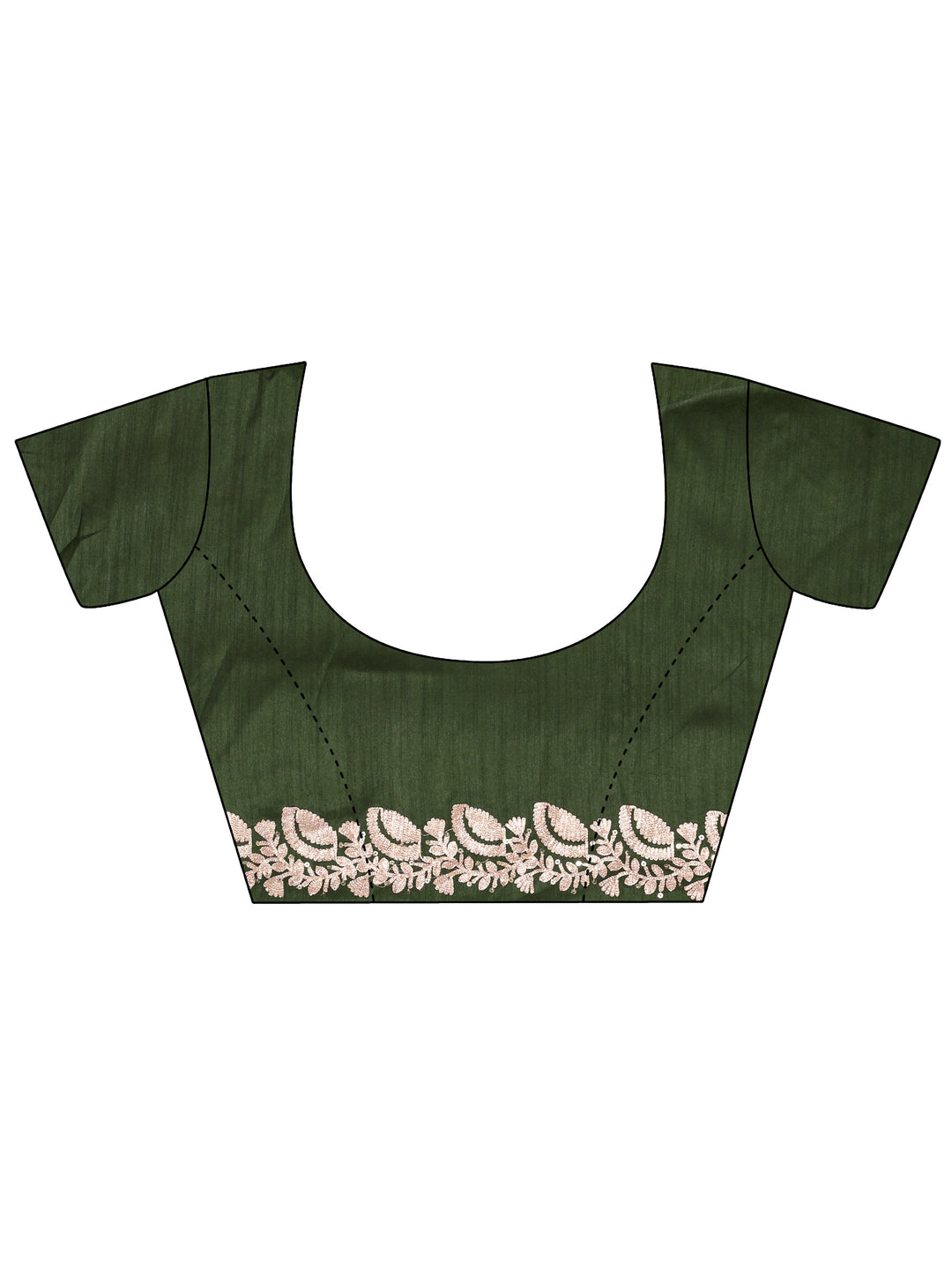  Olive Green Embroidered Silk Blend Saree With Unstitched Blouse Piece 