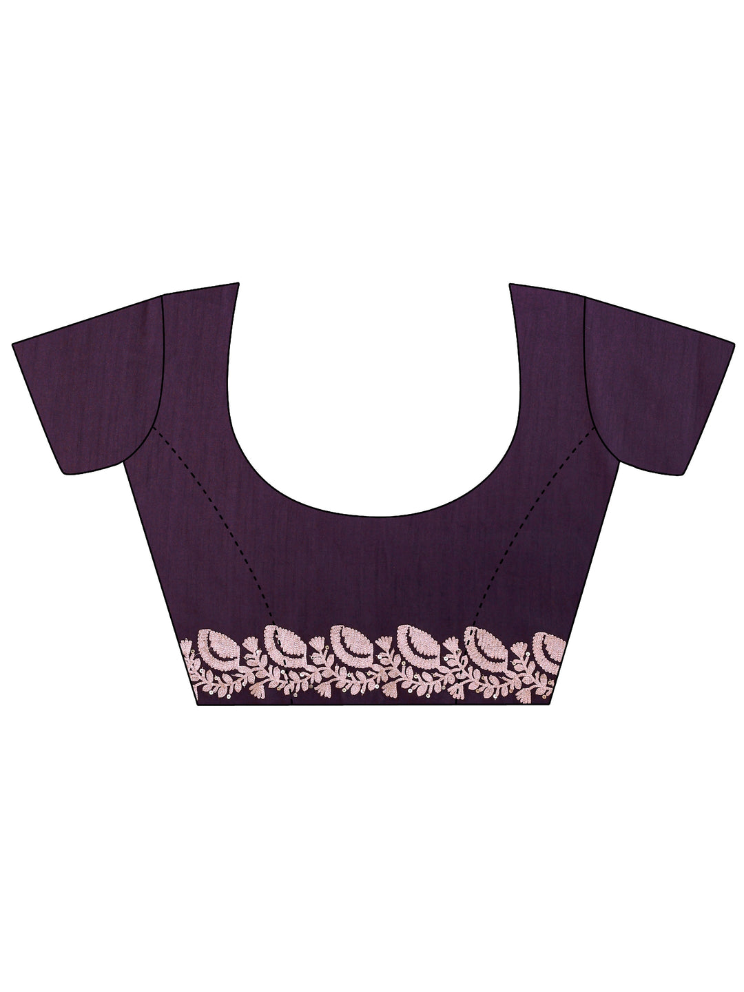  Purple Embroidered Silk Blend Saree With Unstitched Blouse Piece 