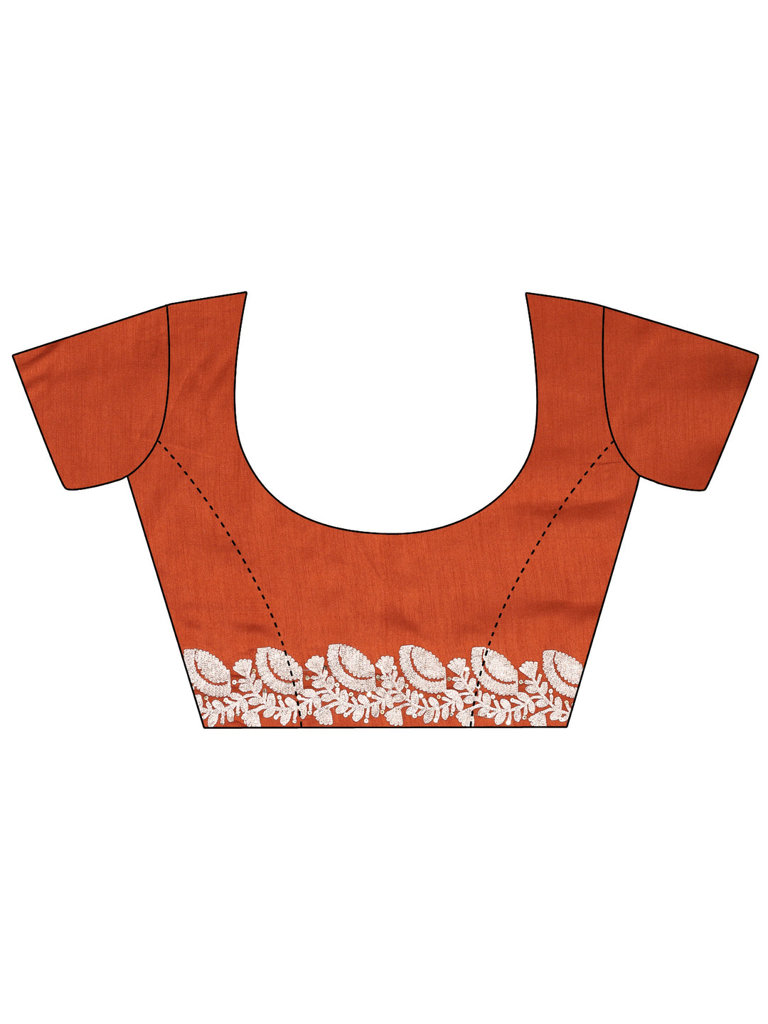  Orange Embellished Silk Blend Saree With Unstitched Blouse Piece 