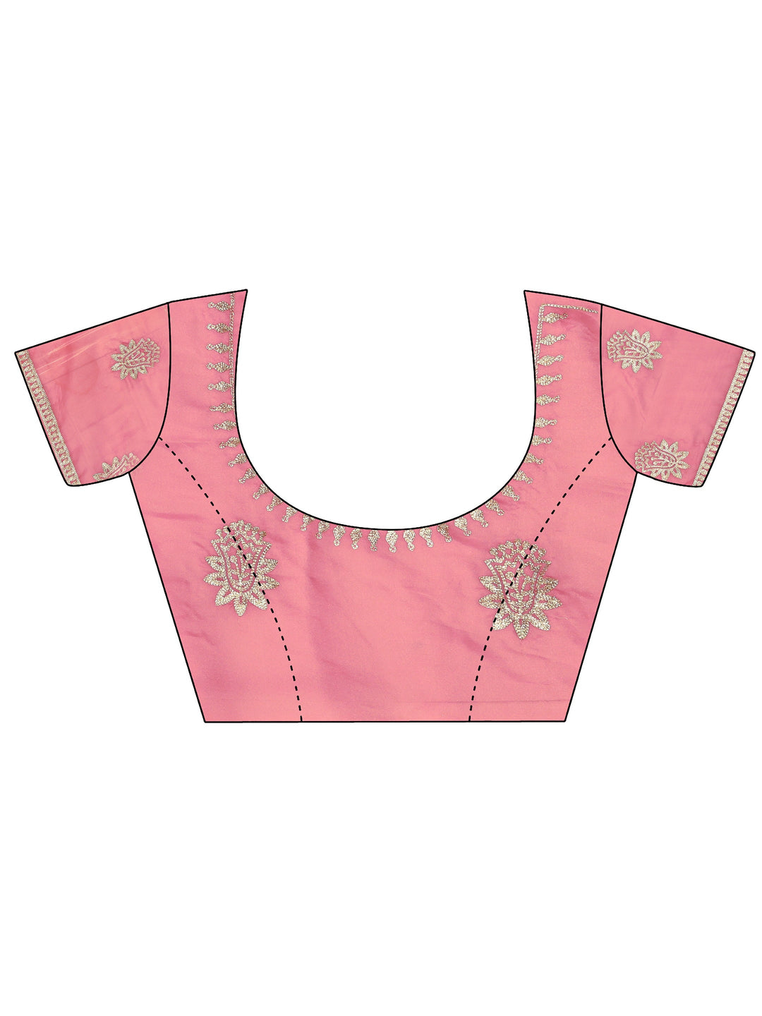  Pink Embellished Silk Blend Net Saree With Unstitched Blouse Piece 