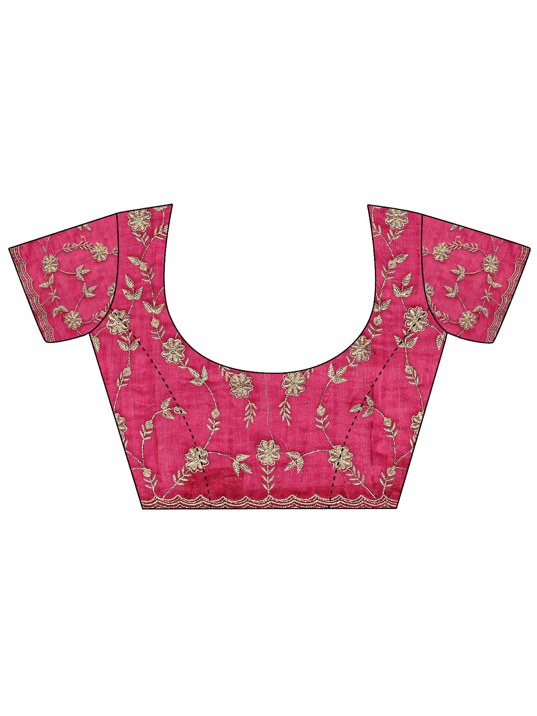  Red Floral Embellished Chiffon Saree With Unstitched Blouse Piece 