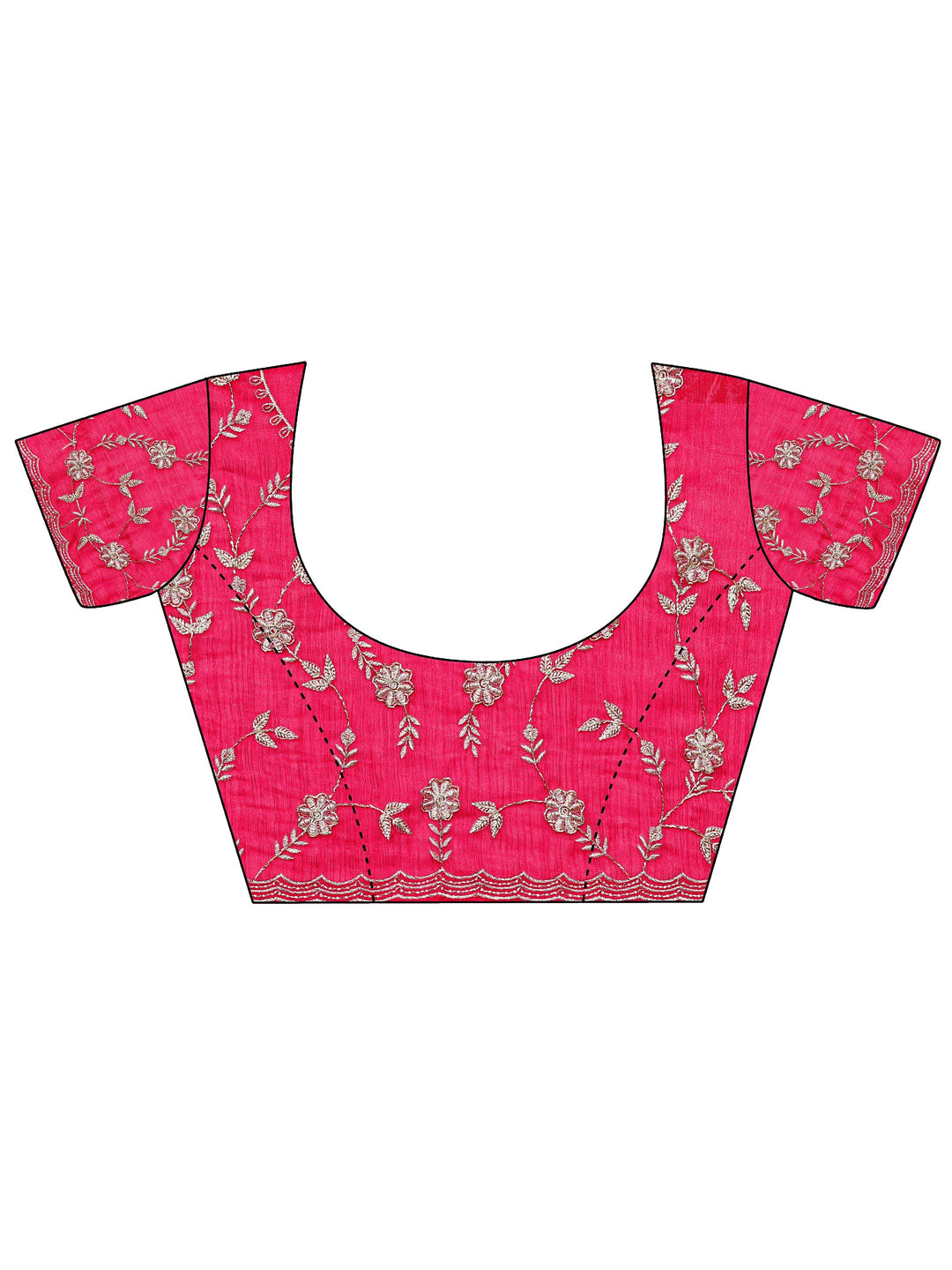  Pink Floral Embellished Chiffon Saree With Unstitched Blouse Piece 