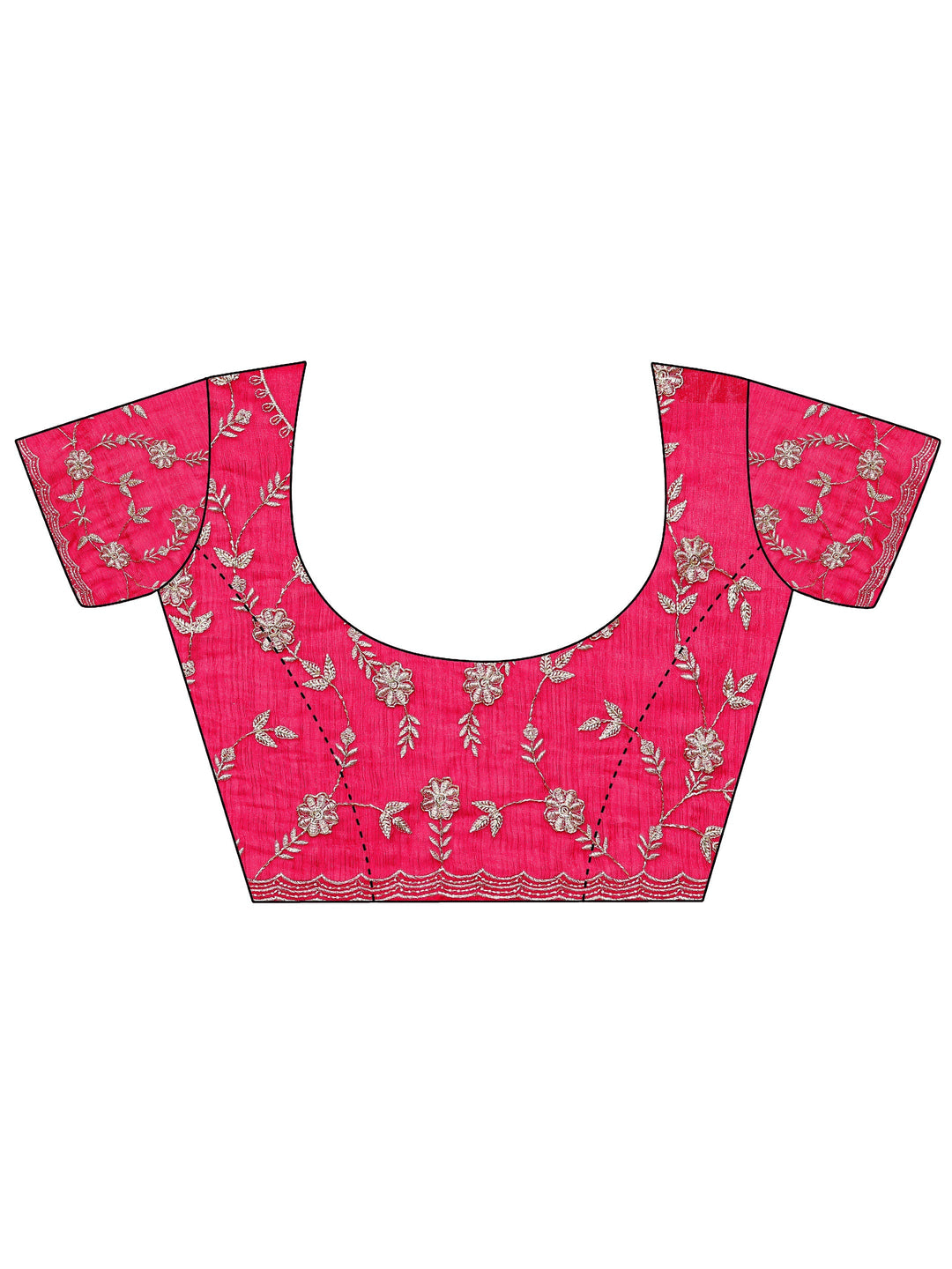  Libas Pink Floral Embellished Chiffon Saree With Unstitched Blouse Piece 