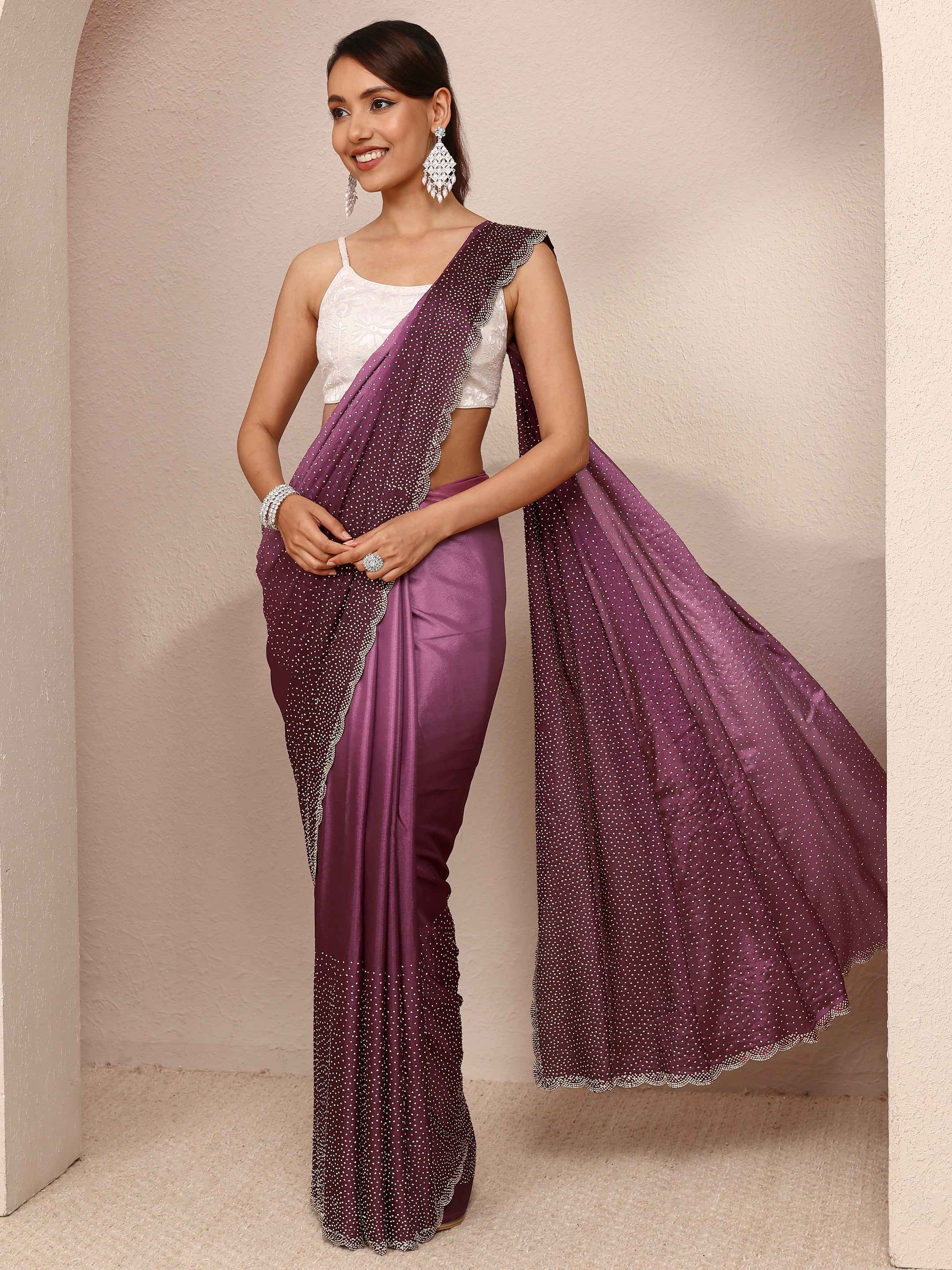 libas Mauve Embellished Satin Ombre SareeWith Unstitched Blouse Piece-picture-54