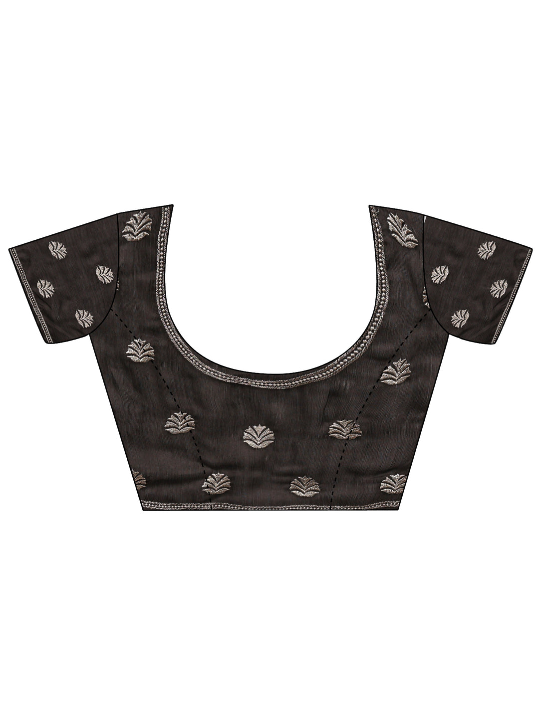  Black Floral Embellished Silk Blend Saree With Unstitched Blouse Piece 