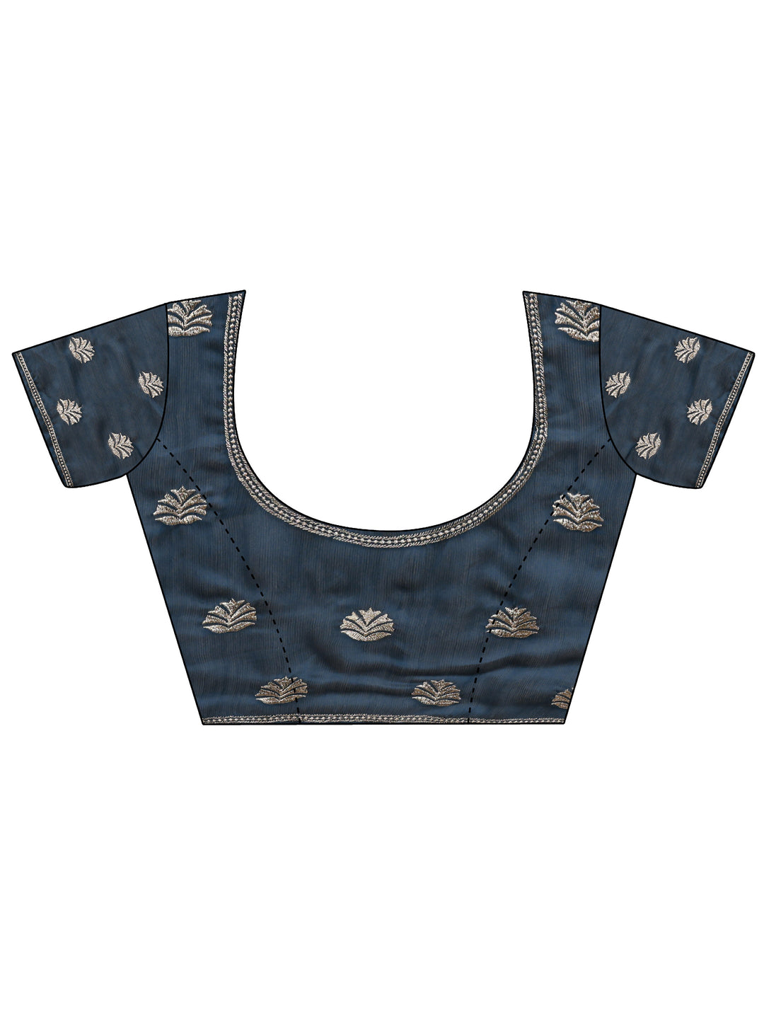  Teal Floral Embellished Silk Blend Saree With Unstitched Blouse Piece 