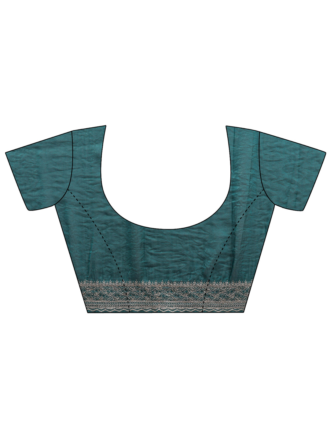  Green Paisley Embellished Tissue Saree With Unstitched Blouse Piece 