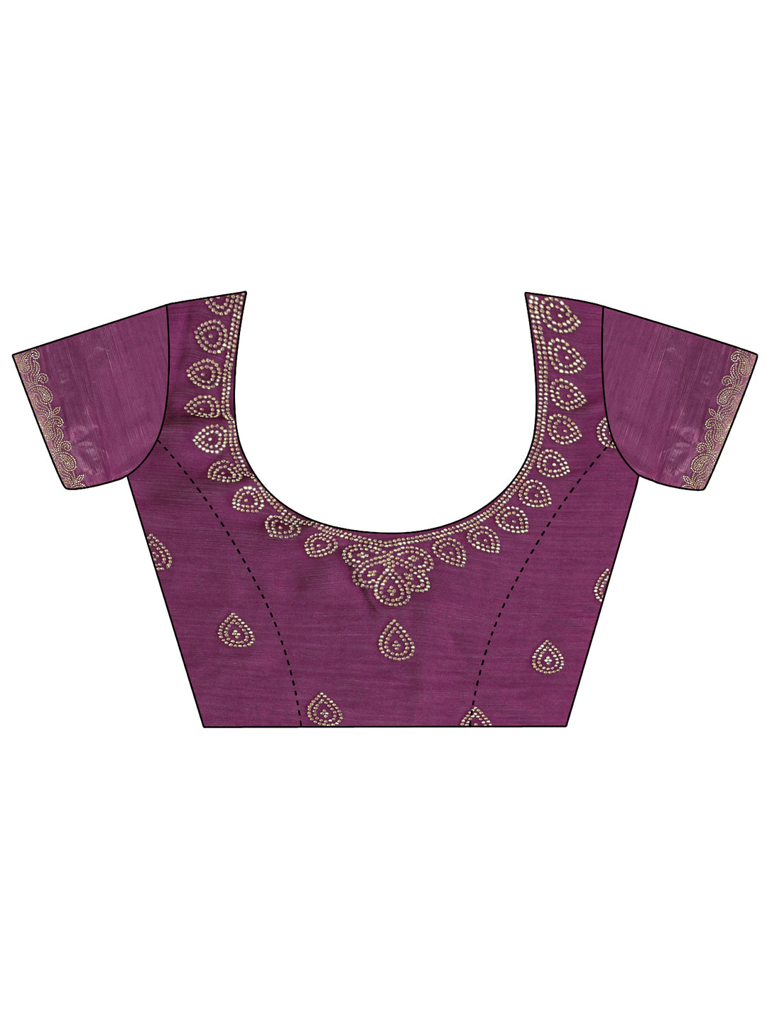  Wine Embellished Satin Saree With Unstitched Blouse Piece 