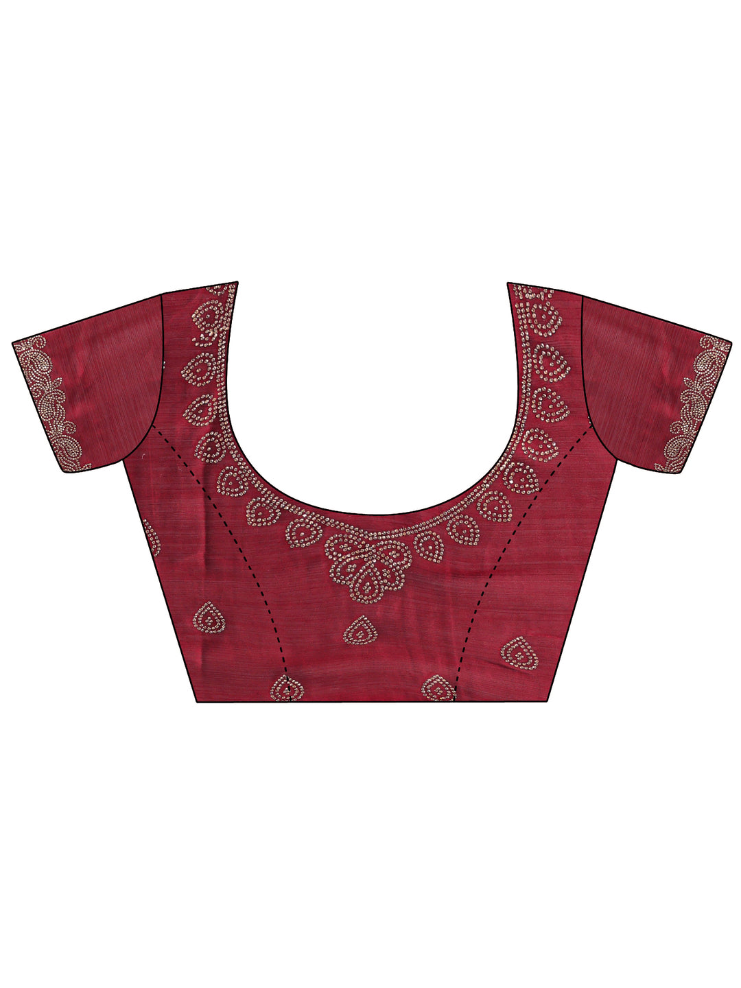  Maroon Embellished Satin Saree With Unstitched Blouse Piece 