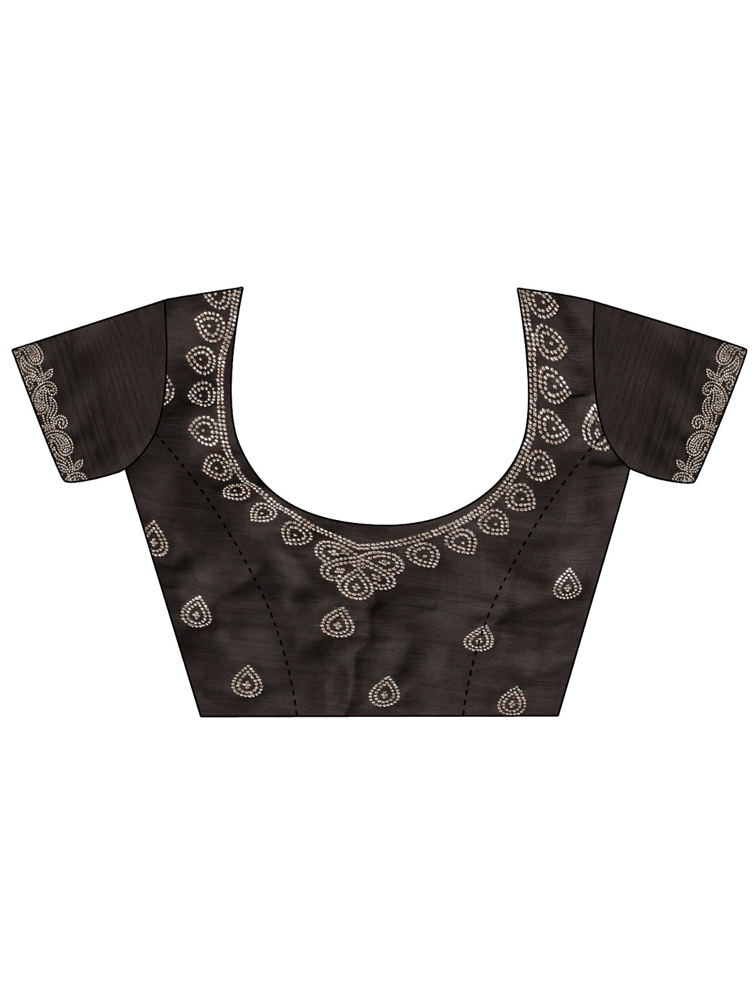  Black Embellished Satin Saree With Unstitched Blouse Piece 