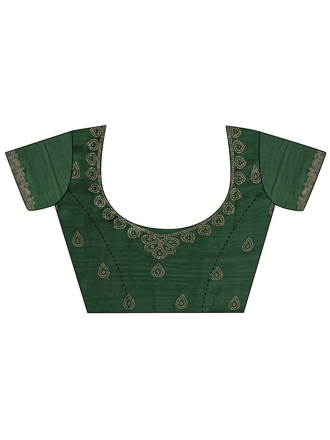  Green Embellished Satin Saree With Unstitched Blouse Piece 