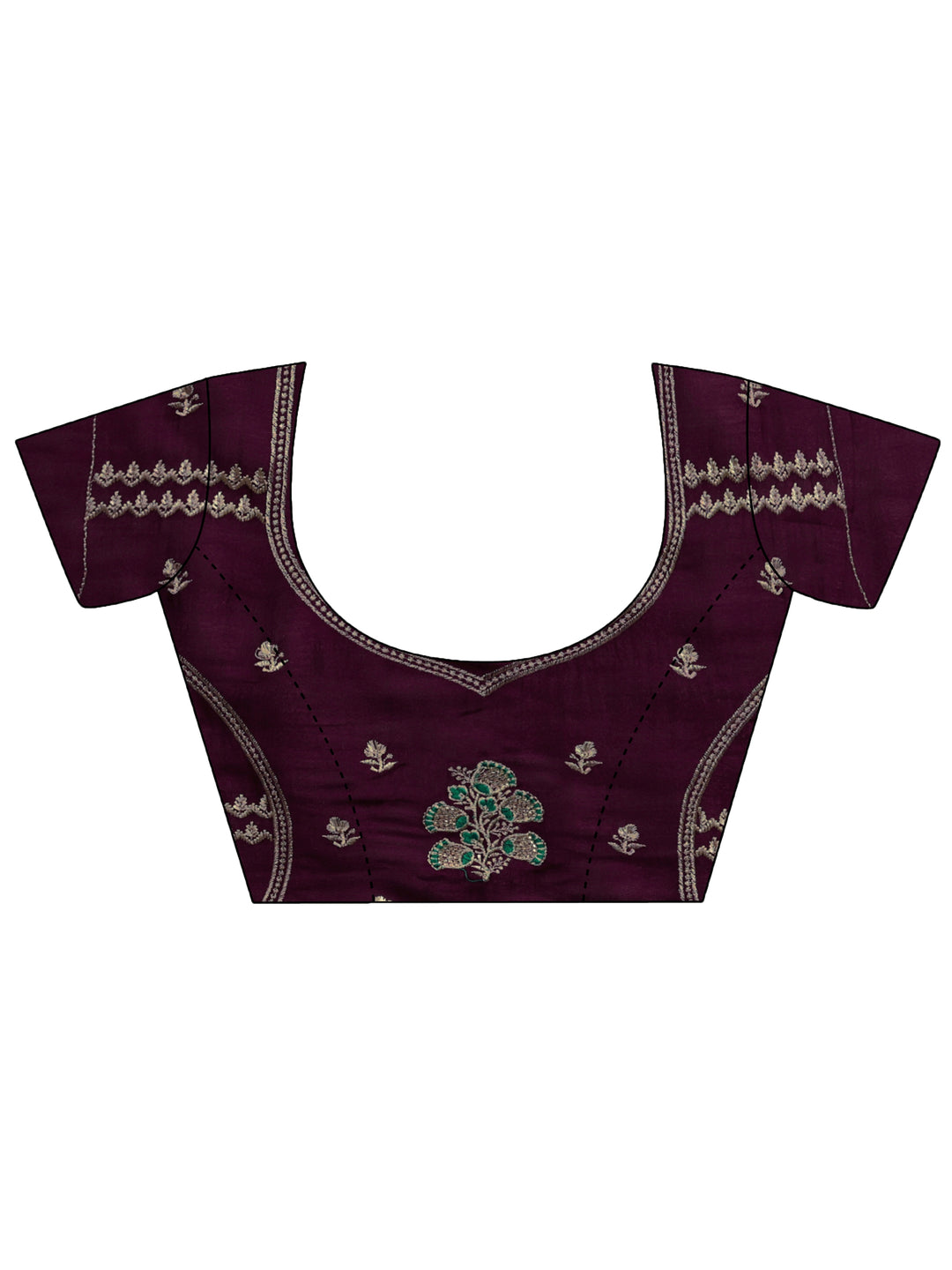  Burgundy Embellished Silk Blend Saree 
With Unstitched Blouse Piece 