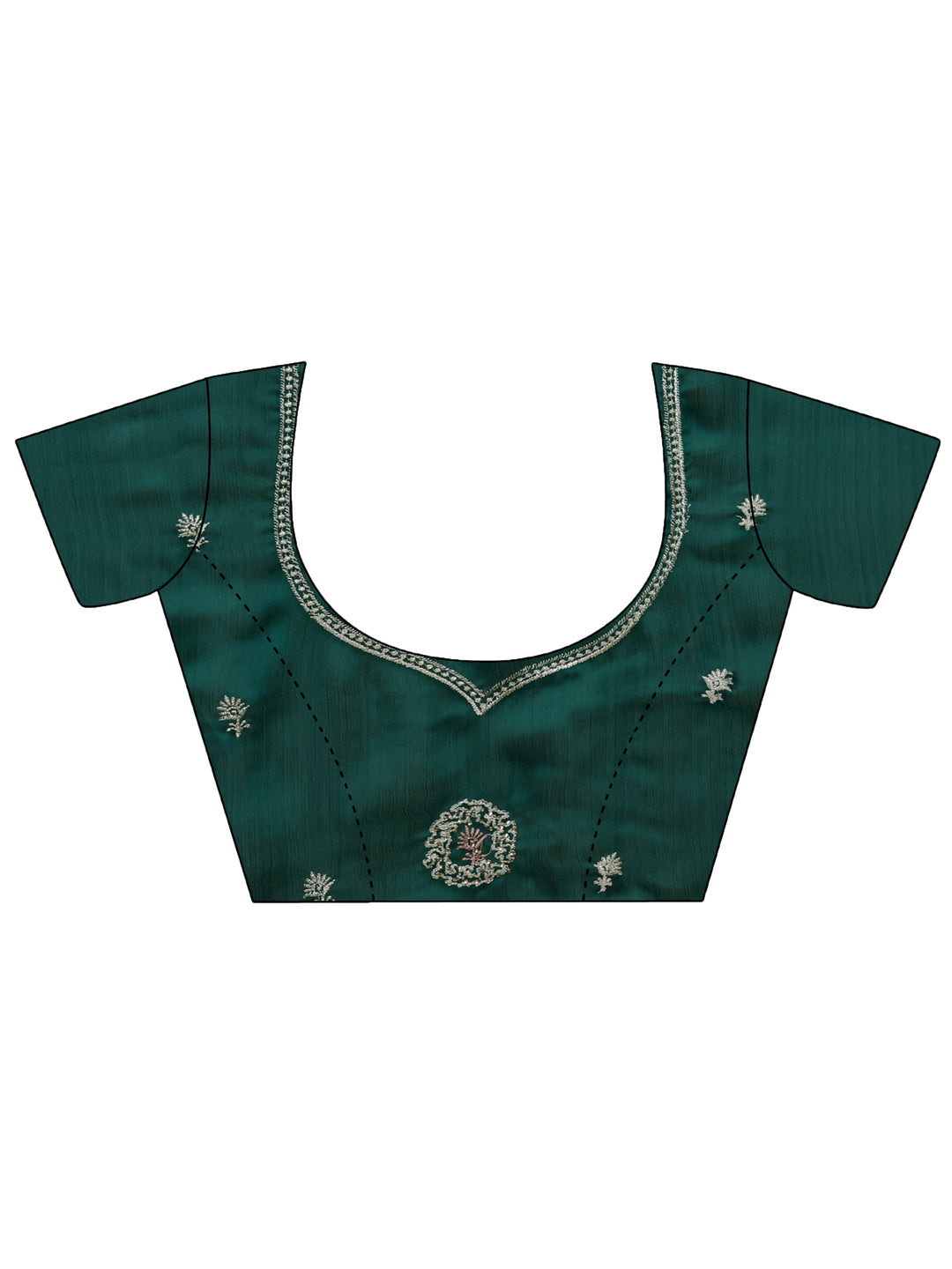  Green Embellished Satin Saree With Unstitched Blouse Piece 