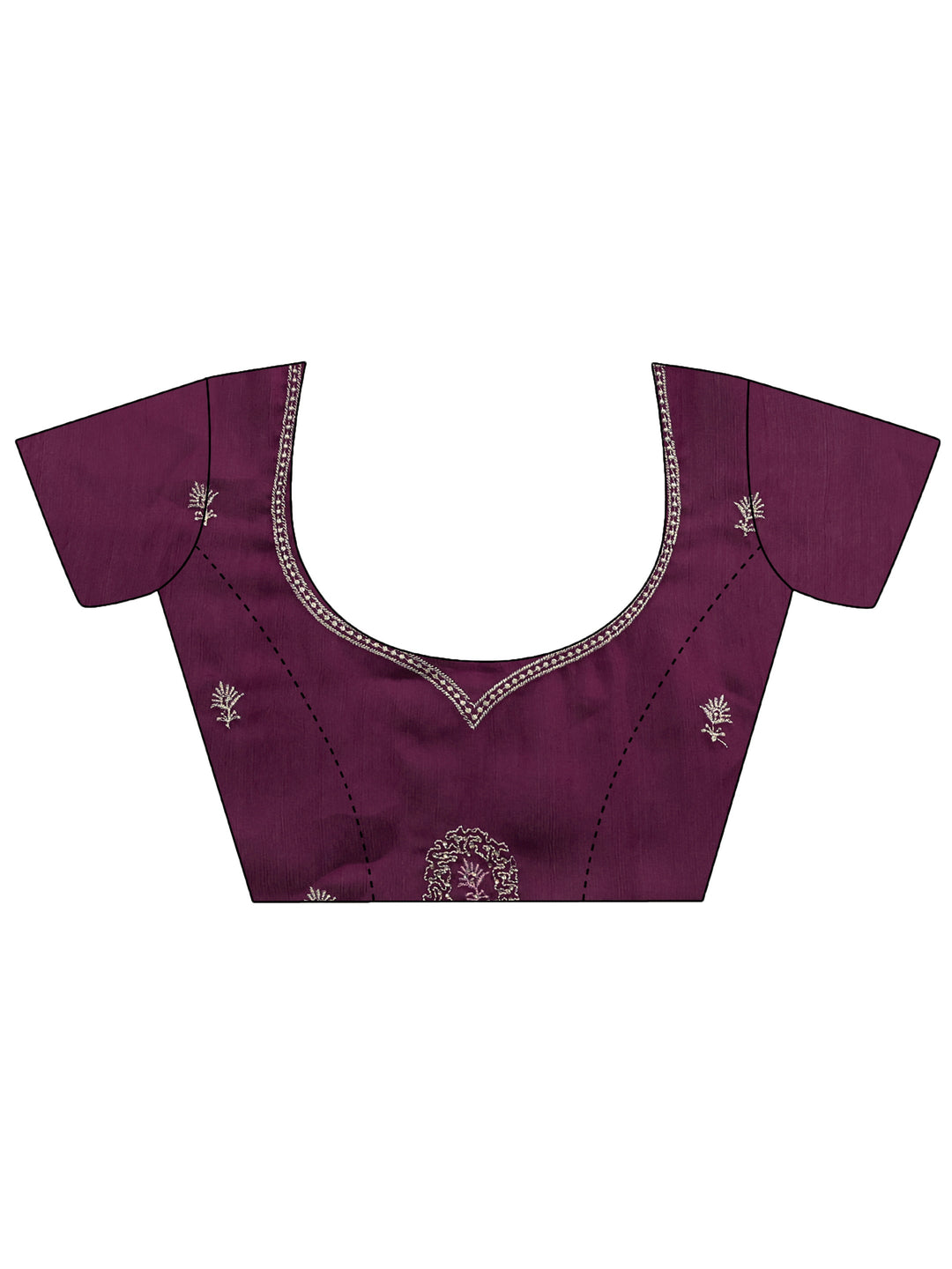  Burgundy Embellished Satin Saree With Unstitched Blouse Piece 