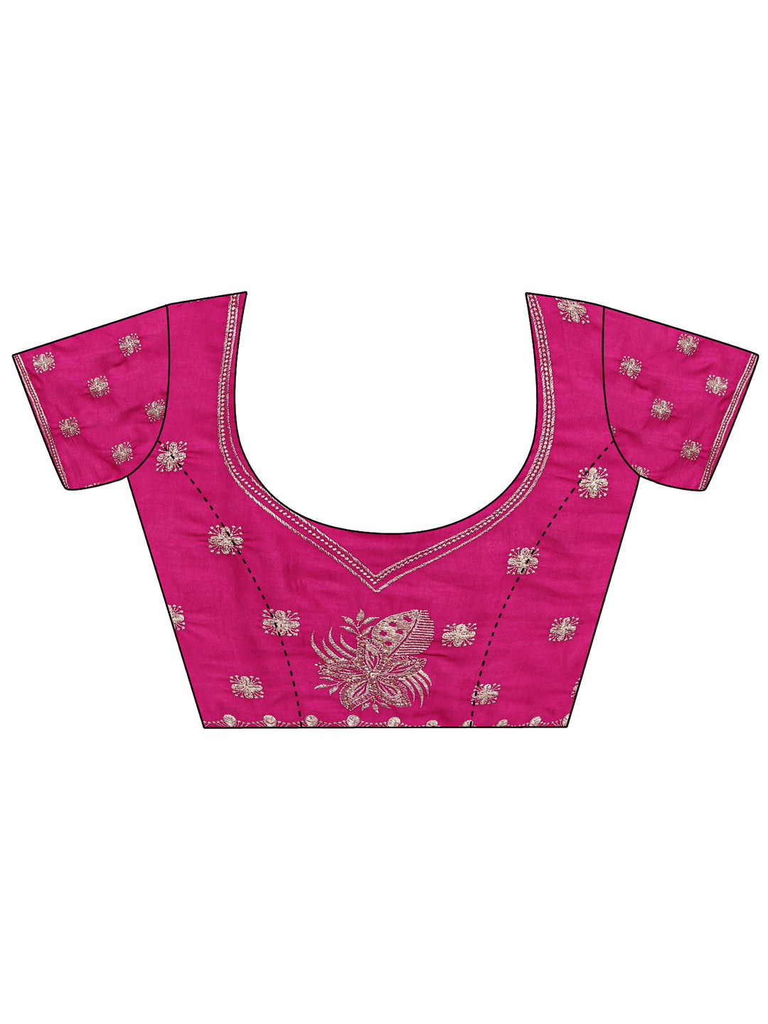  Pink Floral Embellished Silk Blend Saree With Unstitched Blouse Piece 