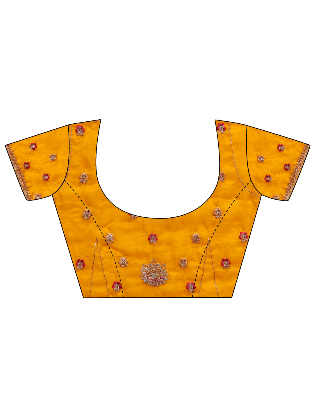  Mustard Ethnic Embroidered Tissue Saree With Unstitched Blouse Piece 