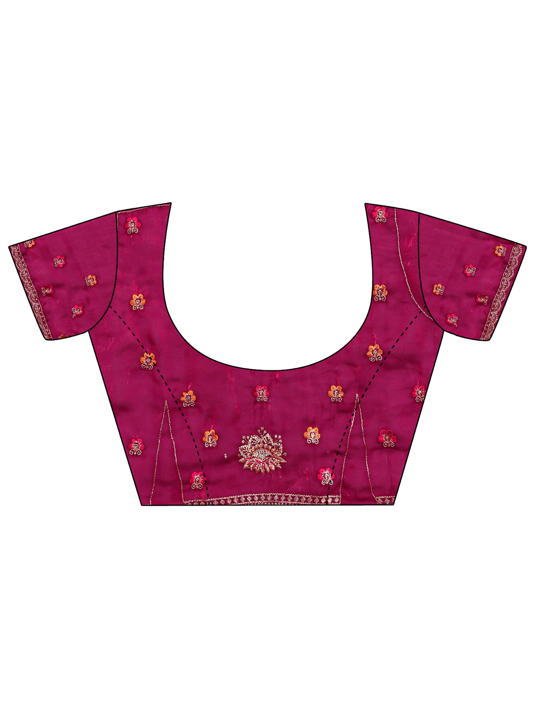  Wine Ethnic Embroidered Tissue Saree With Unstitched Blouse Piece 