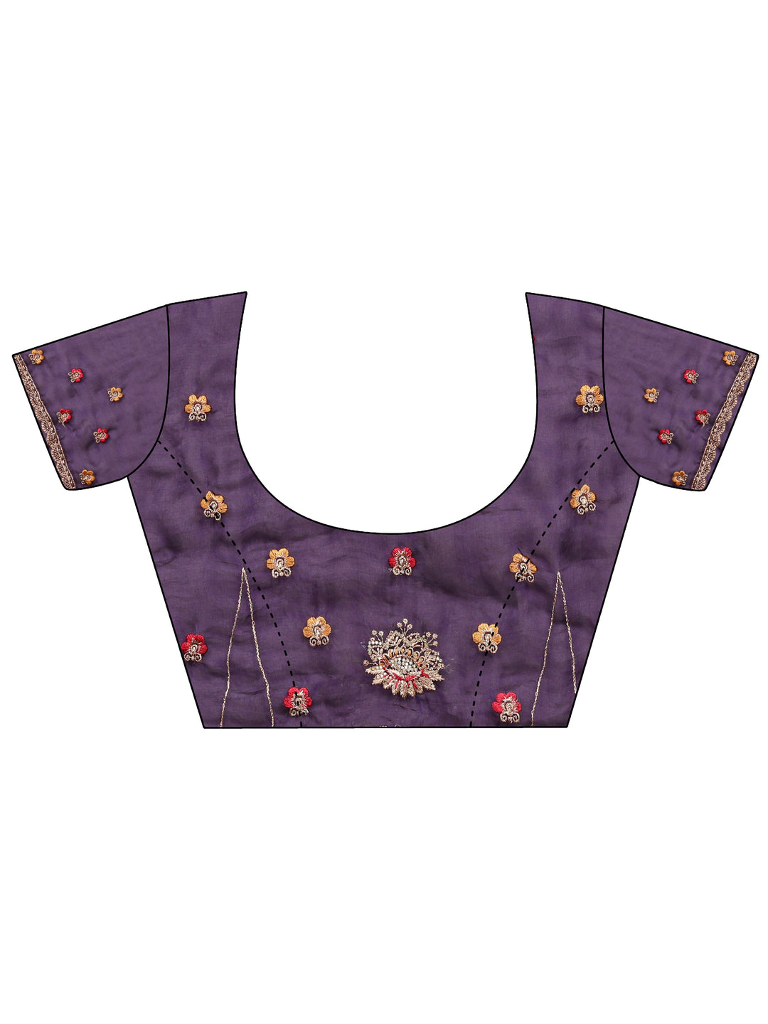  Purple Ethnic Embroidered Tissue Saree With Unstitched Blouse Piece 