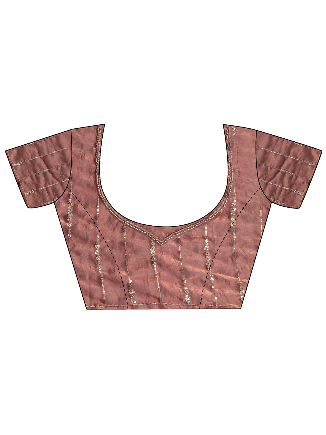  Brown Embellished Tissue Saree With Unstitched Blouse Piece 