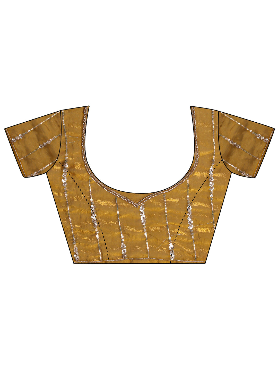  Green Embellished Tissue Saree With Unstitched Blouse Piece 