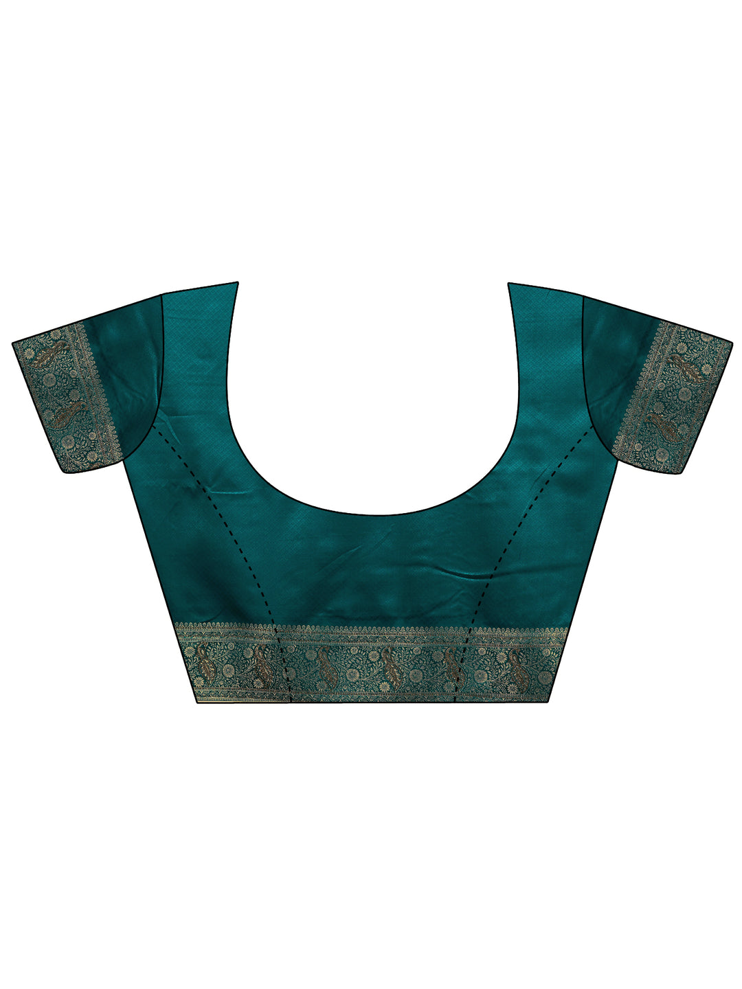  Green Banarasi Silk Saree With Unstitched Blouse And Dupatta 