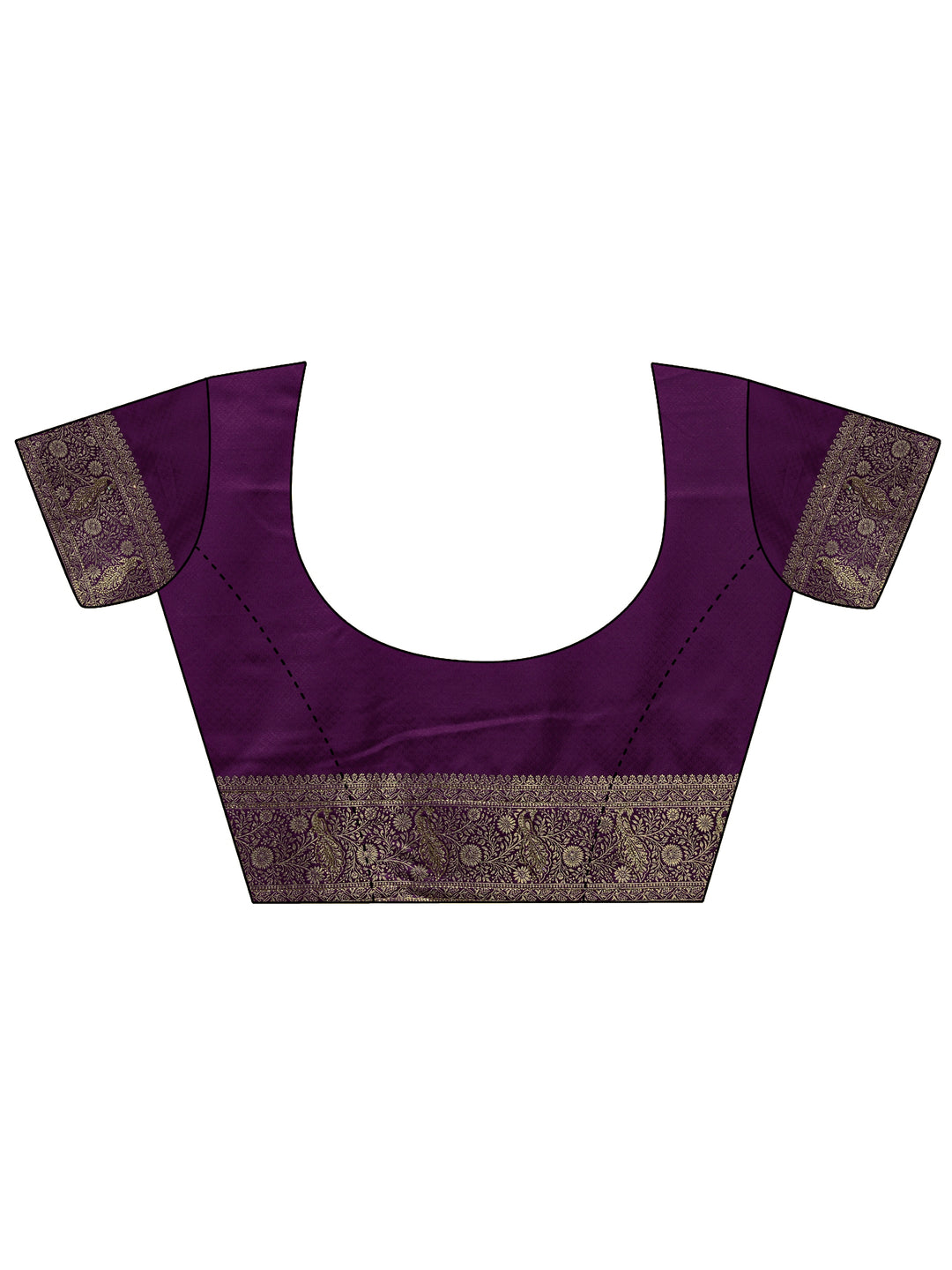  Purple Banarasi Silk Saree With Unstitched Blouse And Dupatta 