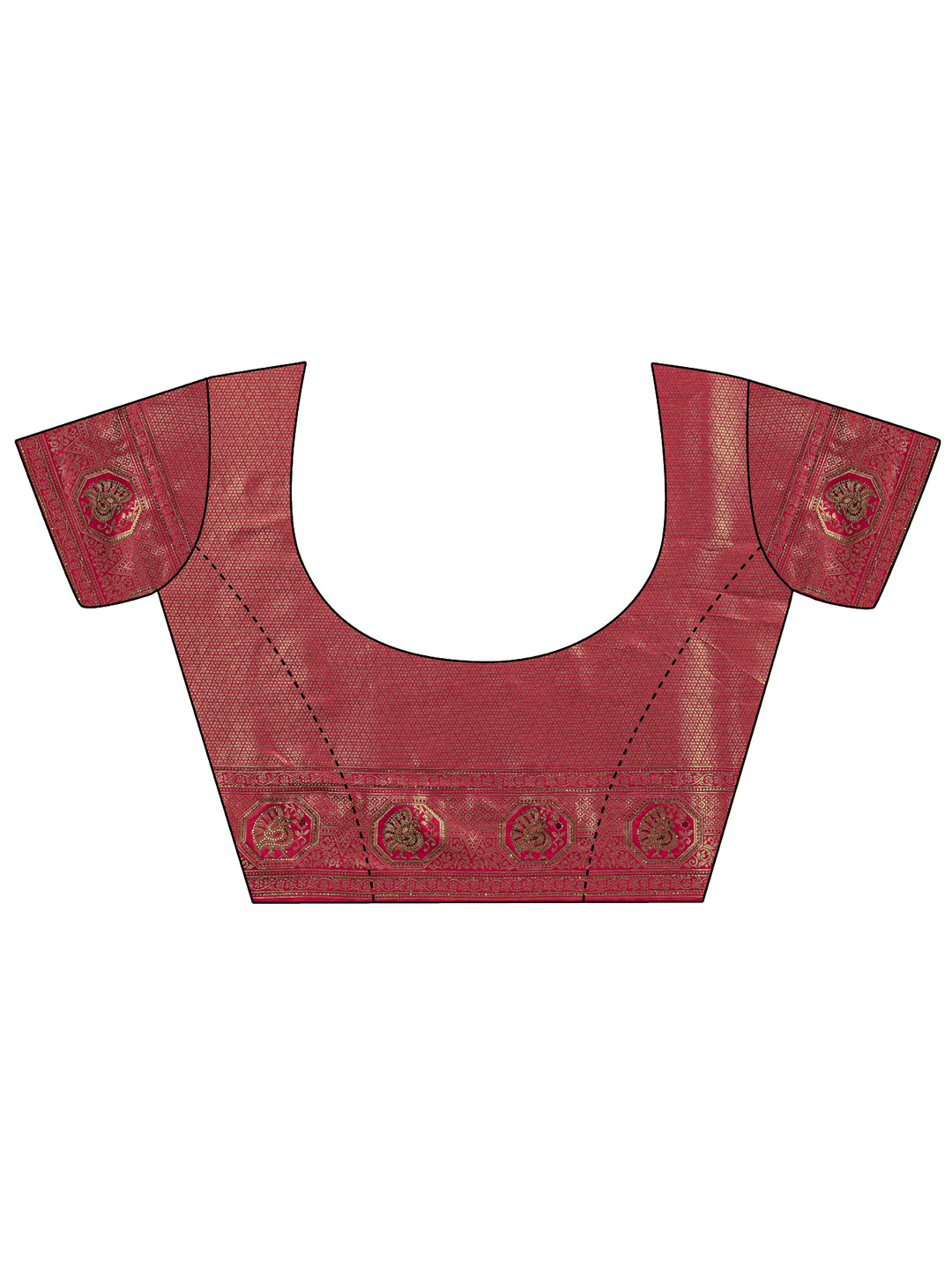  Pink Banarasi Silk Saree With Unstitched Blouse And Dupatta 