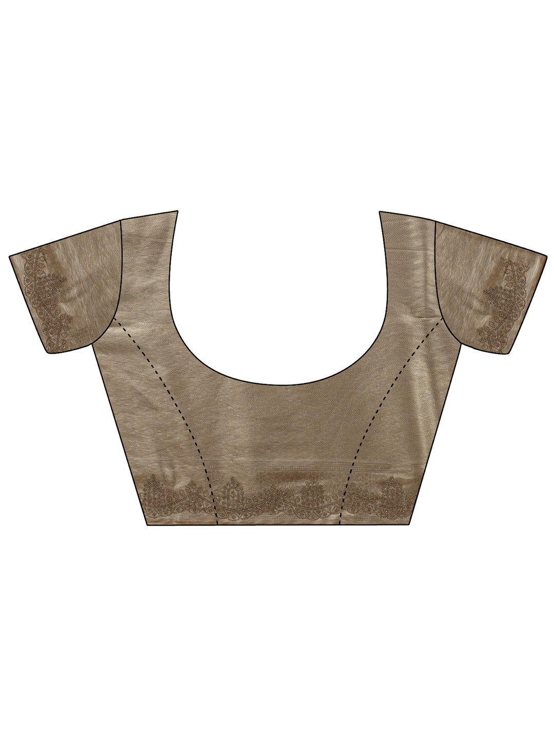  Gold Floral Embellished Silk Saree With Unstitched Blouse Piece 