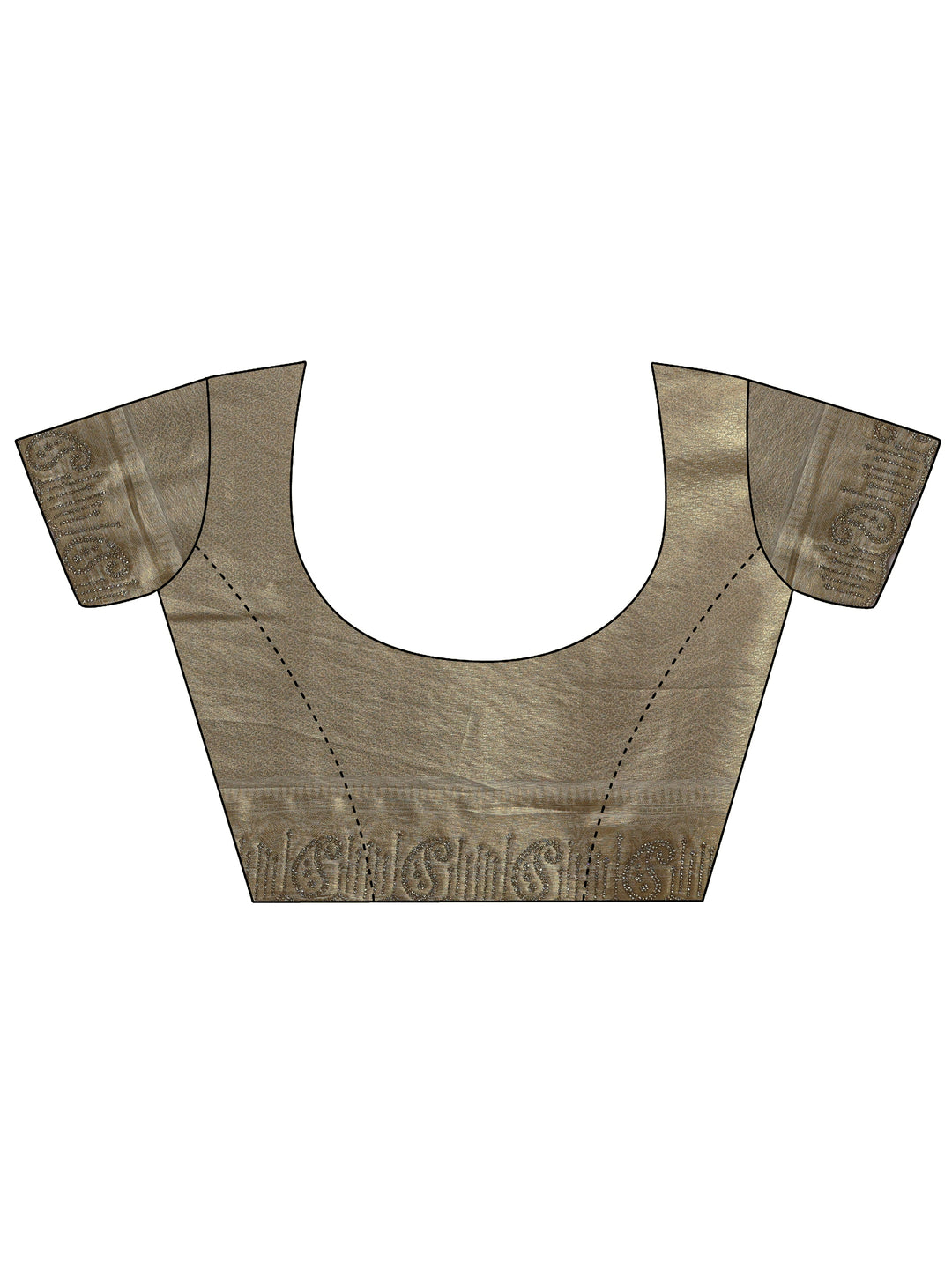  Gold Floral Embellished Silk Saree With Unstitched Blouse Piece 