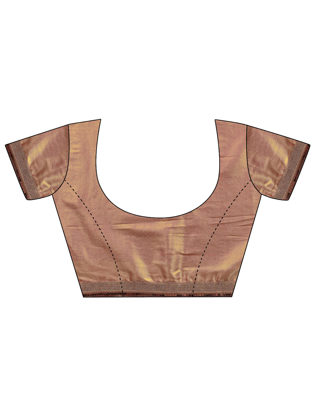  Peach Silk Blend Saree With Unstitched Blouse Piece 