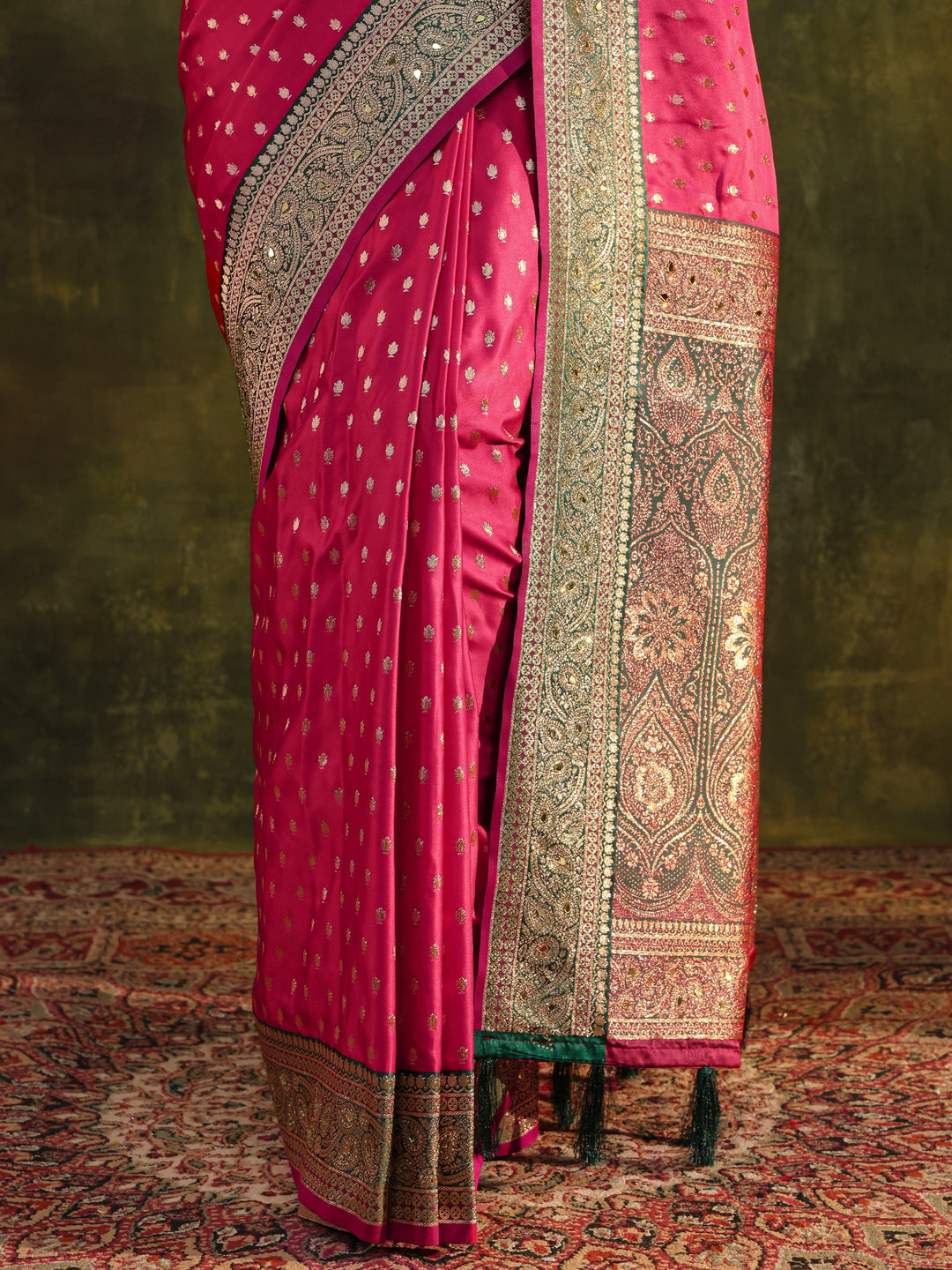  Pink Woven Design Silk Blend Banarasi Saree With Unstitched Blouse Piece 