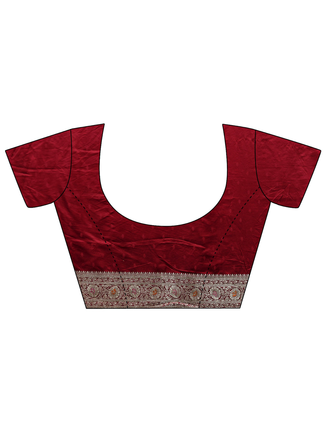  Libas Art Maroon Woven Design Silk Blend Banarasi Saree With Unstitched Blouse Piece 